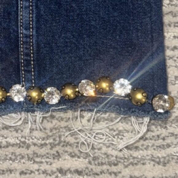 AREA Women's Strapless Crystal Embellished
Denim Mini Dress Medium - Picture 15 of 16